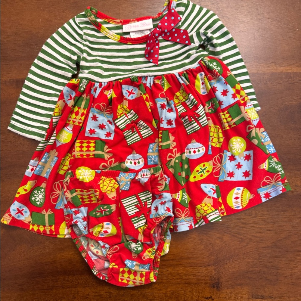 Bonnie Baby Green and Red Holiday Matching Set